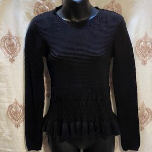 Black Crochet/Knit Peplum Sweater SZ S